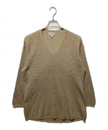 GIORGIO ARMANI（ジョルジョアルマーニ）の古着「ローゲージVネックコットンニット」｜ベージュ