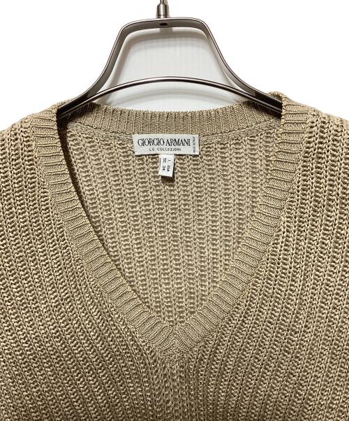 GIORGIO ARMANI（ジョルジョアルマーニ）GIORGIO ARMANI (ジョルジョアルマーニ) ローゲージVネックコットンニット ベージュ サイズ:50の古着・服飾アイテム