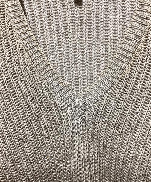 GIORGIO ARMANI（ジョルジョアルマーニ）GIORGIO ARMANI (ジョルジョアルマーニ) ローゲージVネックコットンニット ベージュ サイズ:50の古着・服飾アイテム