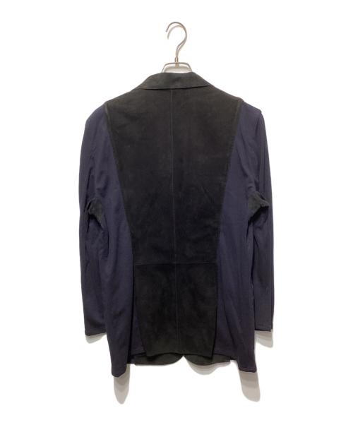 ARMANI COLLEZIONI（アルマーニ コレツィオーニ）ARMANI COLLEZIONI (アルマーニ コレツィオーニ) スウェード切替ジャケット ブラック×ネイビー サイズ:52の古着・服飾アイテム