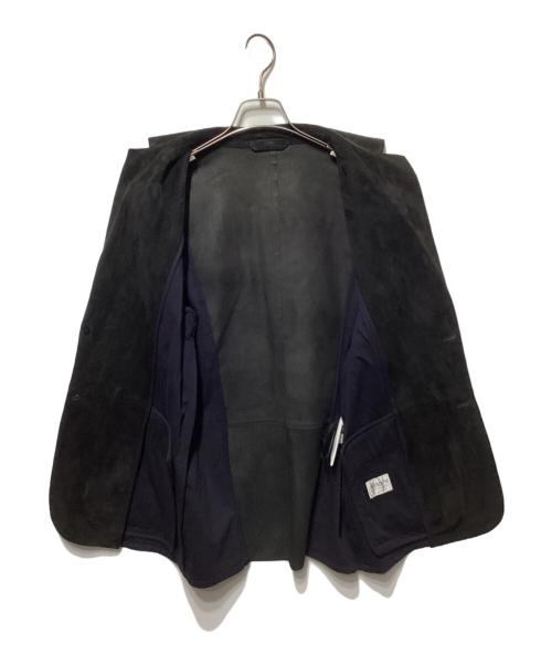 ARMANI COLLEZIONI（アルマーニ コレツィオーニ）ARMANI COLLEZIONI (アルマーニ コレツィオーニ) スウェード切替ジャケット ブラック×ネイビー サイズ:52の古着・服飾アイテム