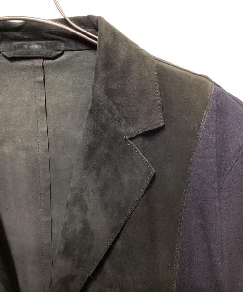 ARMANI COLLEZIONI（アルマーニ コレツィオーニ）ARMANI COLLEZIONI (アルマーニ コレツィオーニ) スウェード切替ジャケット ブラック×ネイビー サイズ:52の古着・服飾アイテム