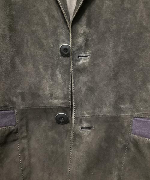 ARMANI COLLEZIONI（アルマーニ コレツィオーニ）ARMANI COLLEZIONI (アルマーニ コレツィオーニ) スウェード切替ジャケット ブラック×ネイビー サイズ:52の古着・服飾アイテム