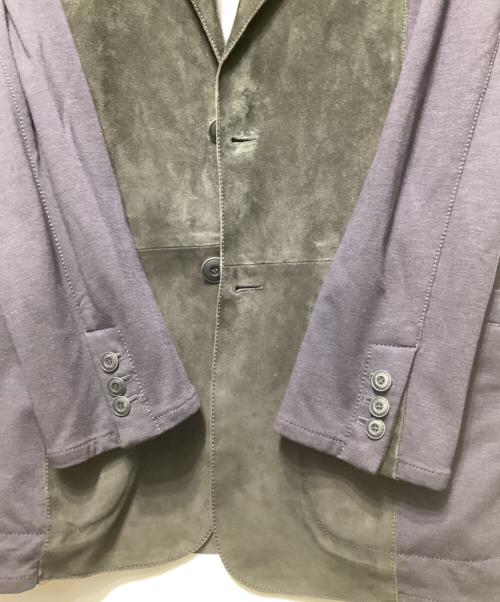 ARMANI COLLEZIONI（アルマーニ コレツィオーニ）ARMANI COLLEZIONI (アルマーニ コレツィオーニ) スウェード切替ジャケット ブラック×ネイビー サイズ:52の古着・服飾アイテム