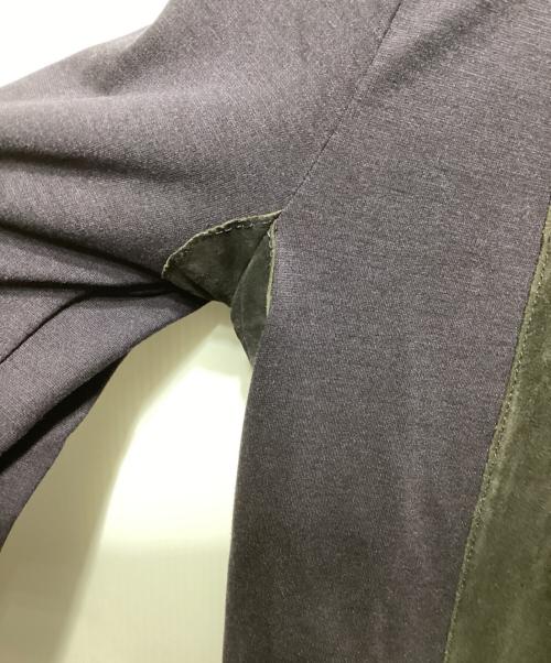 ARMANI COLLEZIONI（アルマーニ コレツィオーニ）ARMANI COLLEZIONI (アルマーニ コレツィオーニ) スウェード切替ジャケット ブラック×ネイビー サイズ:52の古着・服飾アイテム