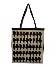 MARNI（マルニ）の古着「千鳥柄ジャガードトートバッグ」｜ブラック×ベージュ