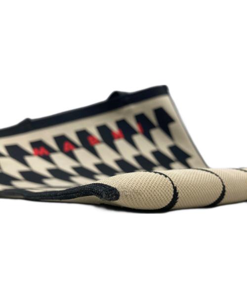 MARNI（マルニ）MARNI (マルニ) 千鳥柄ジャガードトートバッグ ブラック×ベージュの古着・服飾アイテム