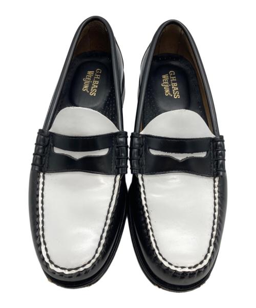G.H.BASS（ジーエイチバス）G.H.BASS (ジーエイチバス) LARSON MOC PENNY LOAFER ブラック×ホワイト サイズ:6/7/40の古着・服飾アイテム