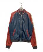 DIESELディーゼル）の古着「ボンバーレザージャケット」｜ネイビー×レッド
