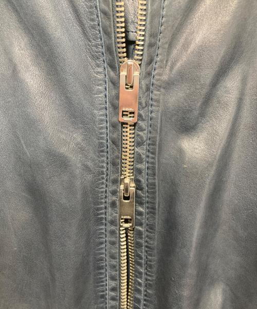 DIESEL（ディーゼル）DIESEL (ディーゼル) ボンバーレザージャケット ネイビー×レッド サイズ:XLの古着・服飾アイテム