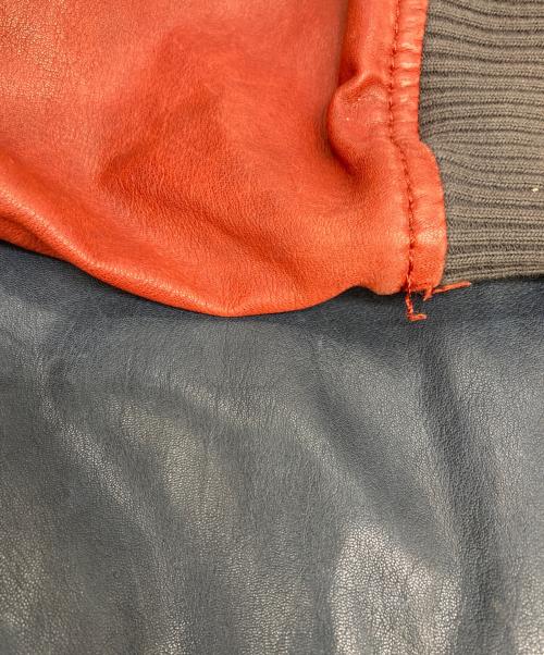 DIESEL（ディーゼル）DIESEL (ディーゼル) ボンバーレザージャケット ネイビー×レッド サイズ:XLの古着・服飾アイテム