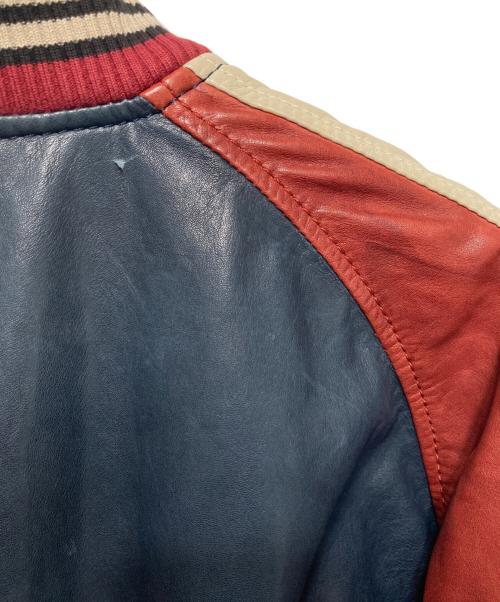 DIESEL（ディーゼル）DIESEL (ディーゼル) ボンバーレザージャケット ネイビー×レッド サイズ:XLの古着・服飾アイテム