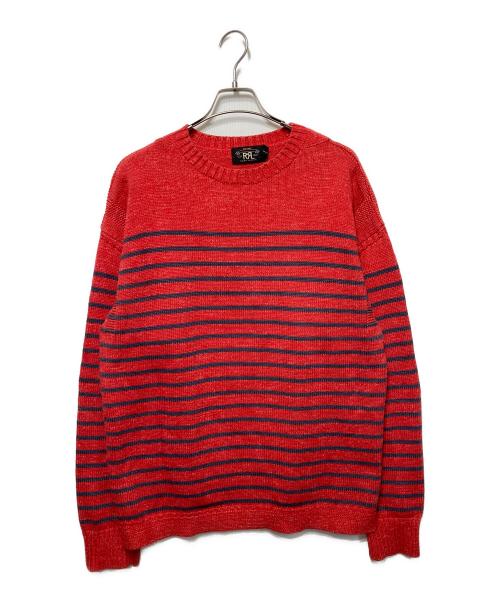 RRL（ダブルアールエル）RRL (ダブルアールエル) コットンボーダーニット レッド サイズ:Ｌの古着・服飾アイテム