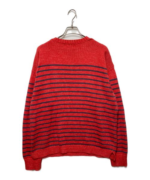 RRL（ダブルアールエル）RRL (ダブルアールエル) コットンボーダーニット レッド サイズ:Ｌの古着・服飾アイテム