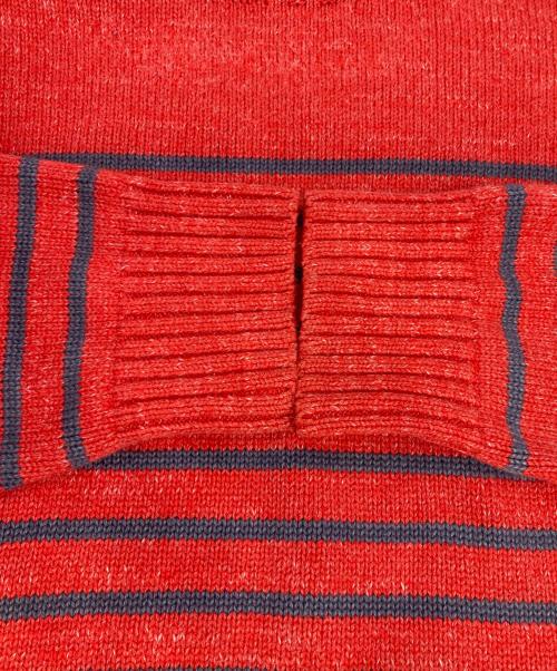 RRL（ダブルアールエル）RRL (ダブルアールエル) コットンボーダーニット レッド サイズ:Ｌの古着・服飾アイテム