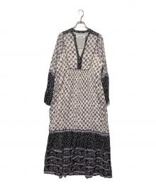 sara mallika（サラマリカ）の古着「エスニックドレス」｜アイボリー×パープル