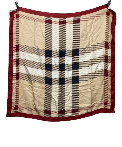 BURBERRY（バーバリー）BURBERRY (バーバリー) シルクスカーフ レッド×ベージュの古着・服飾アイテム