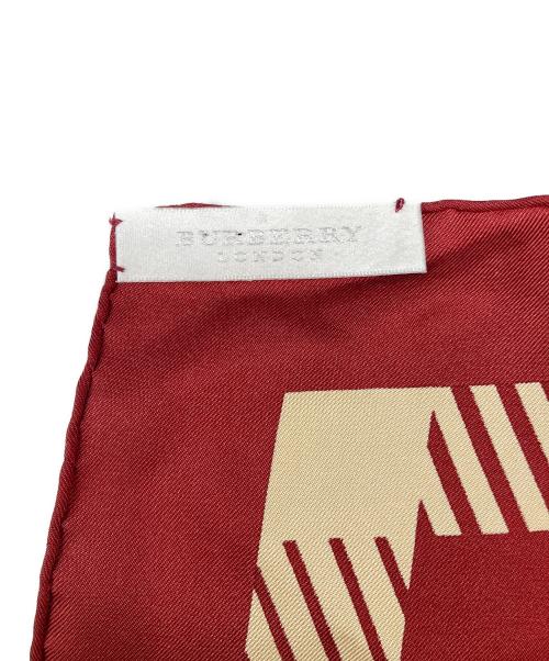 BURBERRY（バーバリー）BURBERRY (バーバリー) シルクスカーフ レッド×ベージュの古着・服飾アイテム