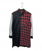 s'yteサイト）の古着「ドッキングロングシャツ」｜ブラック×レッド