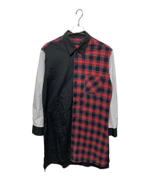 s'yte（サイト）s'yte (サイト) ドッキングロングシャツ ブラック×レッド サイズ:3の古着・服飾アイテム