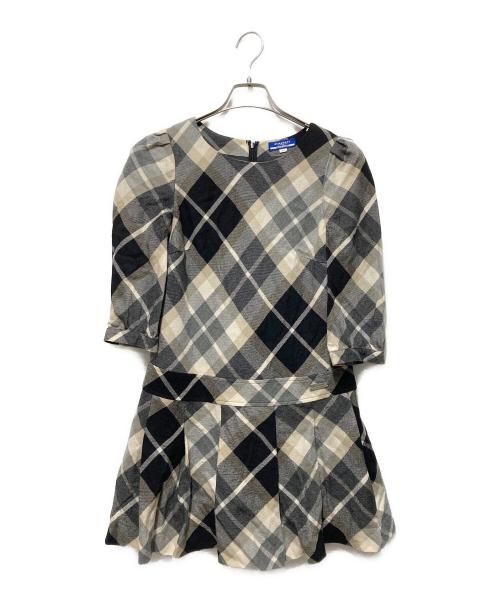 BURBERRY BLUE LABEL（バーバリー ブルー レーベル）BURBERRY BLUE LABEL (バーバリー ブルー レーベル) ウールワンピース ブラック×ベージュ サイズ:38の古着・服飾アイテム