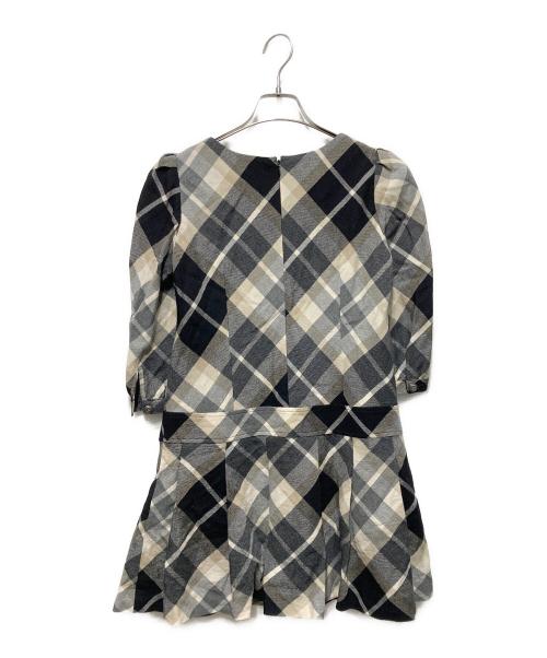 BURBERRY BLUE LABEL（バーバリー ブルー レーベル）BURBERRY BLUE LABEL (バーバリー ブルー レーベル) ウールワンピース ブラック×ベージュ サイズ:38の古着・服飾アイテム