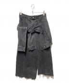 AULA AILAアウラアイラ）の古着「ラップデニムスカート」｜ブラック