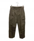 TOMORROW LANDトゥモローランド）の古着「ウールコットンキャバリーツイルミリタリーカーゴパンツ」｜カーキ