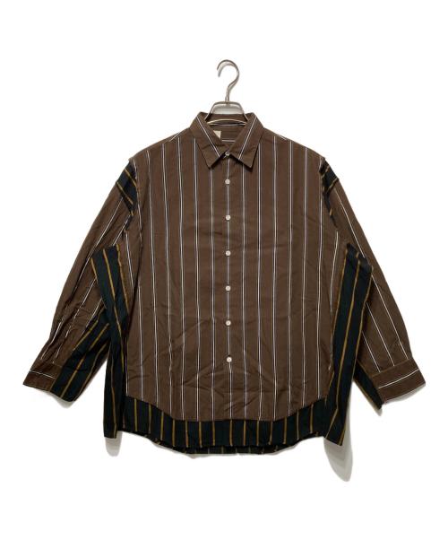 N.HOOLYWOOD（エヌ ハリウッド）N.HOOLYWOOD (エヌ ハリウッド) ストライプシャツ ブラウン サイズ:36の古着・服飾アイテム