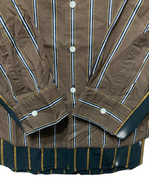 N.HOOLYWOOD（エヌ ハリウッド）N.HOOLYWOOD (エヌ ハリウッド) ストライプシャツ ブラウン サイズ:36の古着・服飾アイテム