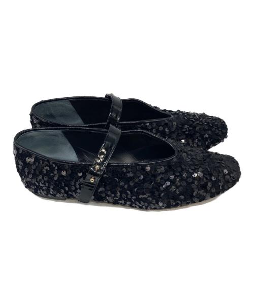 HENRI EN VARGO（ヘンリ エン ヴァーゴ）HENRI EN VARGO (ヘンリ エン ヴァーゴ) スパンコールメリージェーンパンプス ブラック サイズ:38の古着・服飾アイテム