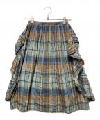 COMME des GARCONSコムデギャルソン）の古着「マドラスチェックフレアスカート」｜ブルー×オレンジ