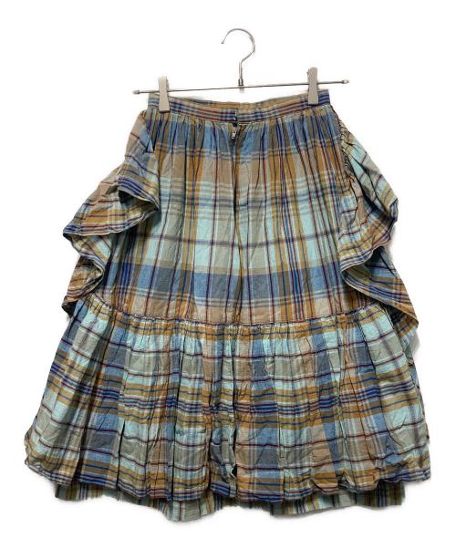 COMME des GARCONS（コムデギャルソン）COMME des GARCONS (コムデギャルソン) マドラスチェックフレアスカート ブルー×オレンジ サイズ:不明の古着・服飾アイテム