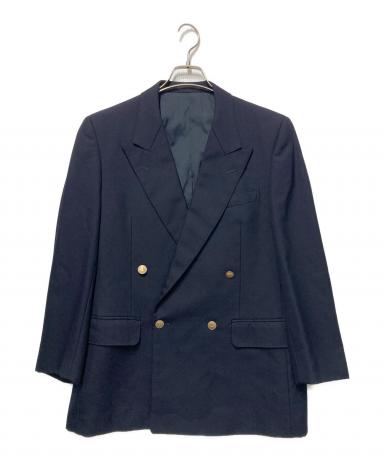バーバリー ダブルジャケット 半袖 紺ブレ ウール100% 13BR L〜XL BURBERRY（バーバリー） カシミヤ ウール 金ボタン ダブル 紺ブレザー