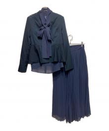 RUIRUE BOUTIQUE（ルイルエブティック）の古着「ペプラムジャケット＆シフォンセットアップ」｜ネイビー