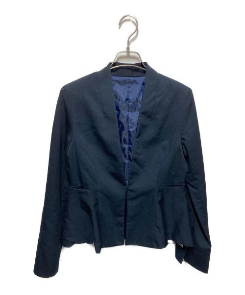 RUIRUE BOUTIQUE（ルイルエブティック）RUIRUE BOUTIQUE (ルイルエブティック) ペプラムジャケット＆シフォンセットアップ ネイビー サイズ:Mの古着・服飾アイテム