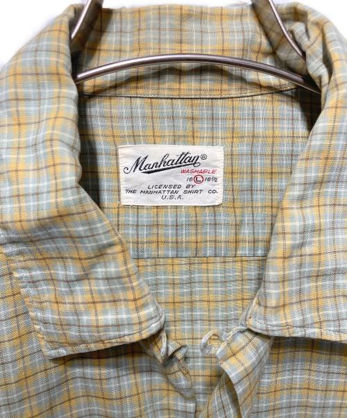 Manhattan（マンハッタン）Manhattan (マンハッタン) チェックシャツ グリーン×イエロー サイズ:Ｌの古着・服飾アイテム