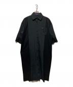 FRED PERRYフレッドペリー）の古着「Sheer Knit Paneled Shirt Dress/シアーニットパネルドレス」｜ブラック