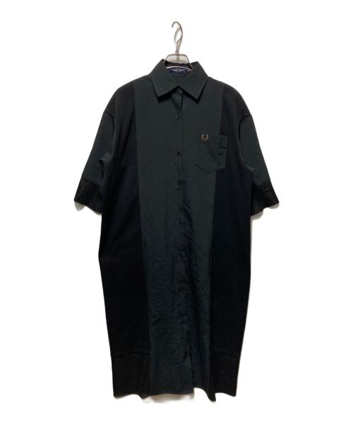 FRED PERRY（フレッドペリー）FRED PERRY (フレッドペリー) Sheer Knit Paneled Shirt Dress/シアーニットパネルドレス ブラック サイズ:36の古着・服飾アイテム