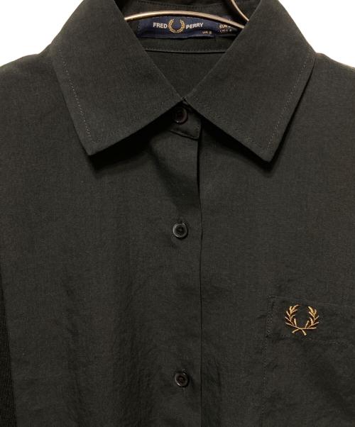 FRED PERRY（フレッドペリー）FRED PERRY (フレッドペリー) Sheer Knit Paneled Shirt Dress/シアーニットパネルドレス ブラック サイズ:36の古着・服飾アイテム