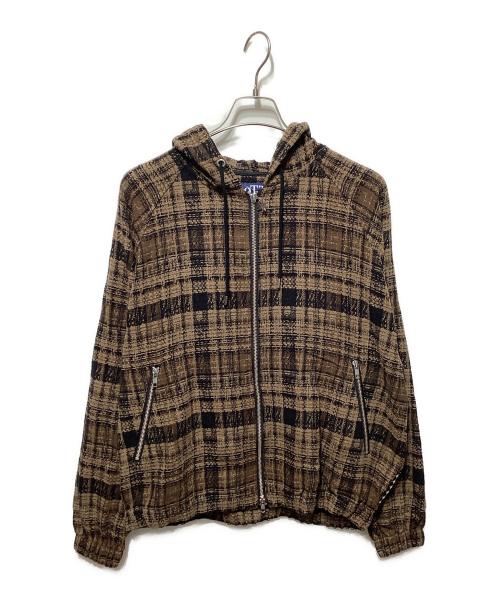 BoTT（ボット）BoTT (ボット) HEAVY CHECK ZIP HOODIE ブラウン×ブラック サイズ:Lの古着・服飾アイテム
