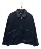 BoTTボット）の古着「Leather Collar Work Jacket/レザーカラーワークジャケット」｜ブラック