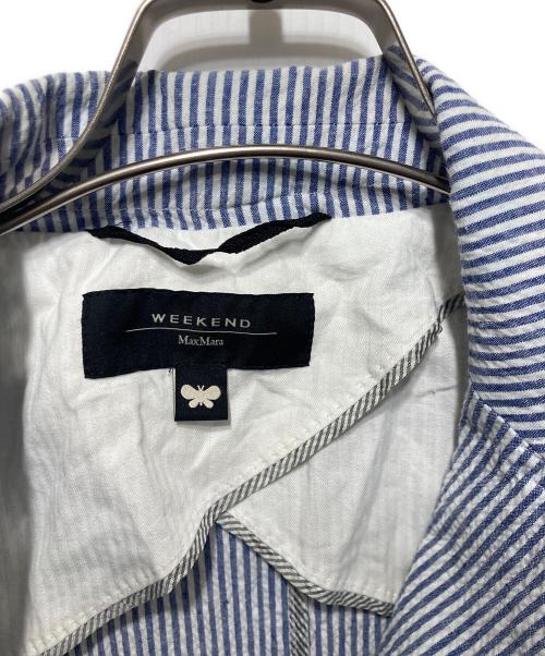 WEEKEND Max Mara（ウィークエンド マックスマーラ）Weekend Max Mara (ウィークエンド マックスマーラ) シアサッカーストライプジャケット ネイビー×ホワイト サイズ:44の古着・服飾アイテム