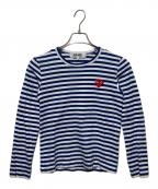 PLAY COMME des GARCONSプレイコムデギャルソン）の古着「ボーダーワッペンL/S TEE」｜ブルー
