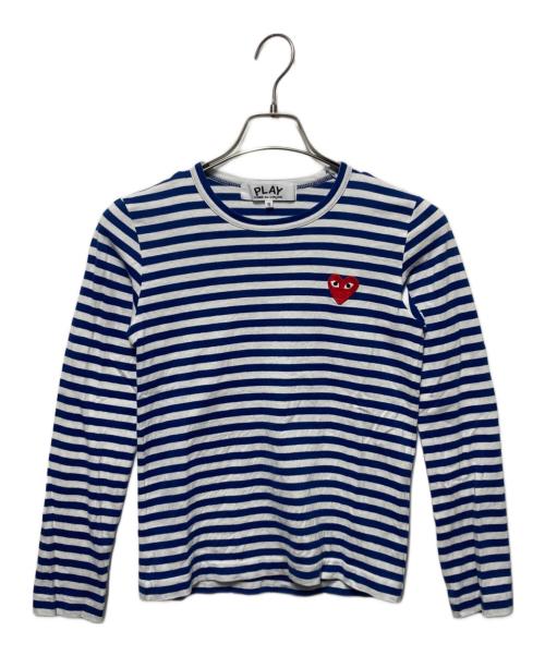 PLAY COMME des GARCONS（プレイコムデギャルソン）PLAY COMME des GARCONS (プレイコムデギャルソン) ボーダーワッペンL/S TEE ブルー サイズ:Sの古着・服飾アイテム