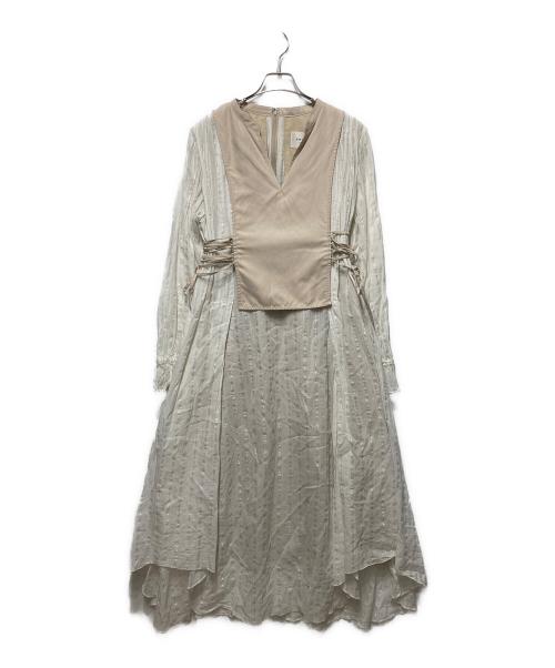 Ameri（アメリ）Ameri (アメリ) WASHI LAYERED DRESS ベージュ×ホワイト サイズ:Ｍの古着・服飾アイテム