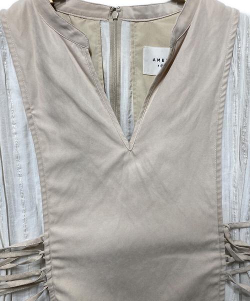 Ameri（アメリ）Ameri (アメリ) WASHI LAYERED DRESS ベージュ×ホワイト サイズ:Ｍの古着・服飾アイテム