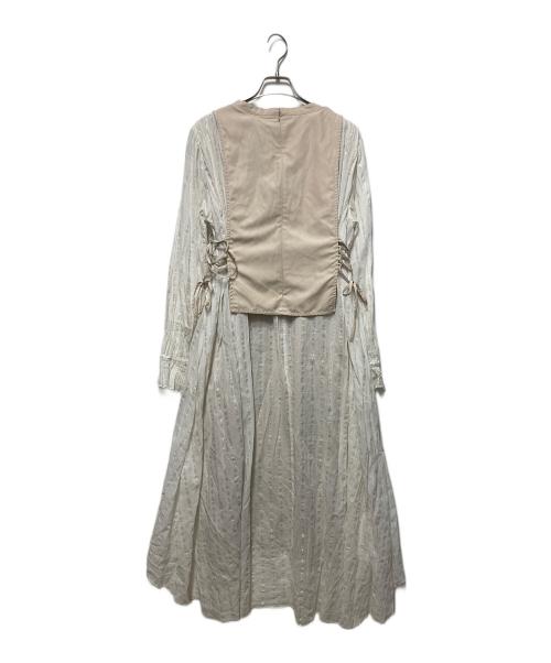 Ameri（アメリ）Ameri (アメリ) WASHI LAYERED DRESS ベージュ×ホワイト サイズ:Ｍの古着・服飾アイテム