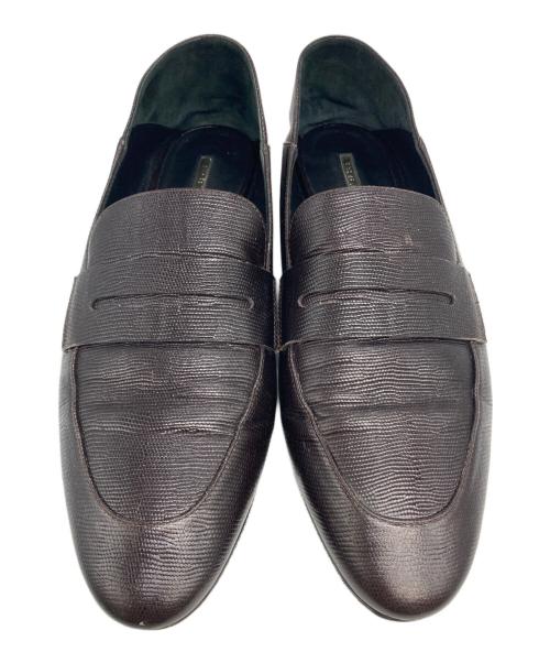 Brenta（ブレンタ）Brenta (ブレンタ) リザードスリッポンローファー ブラウン サイズ:39の古着・服飾アイテム
