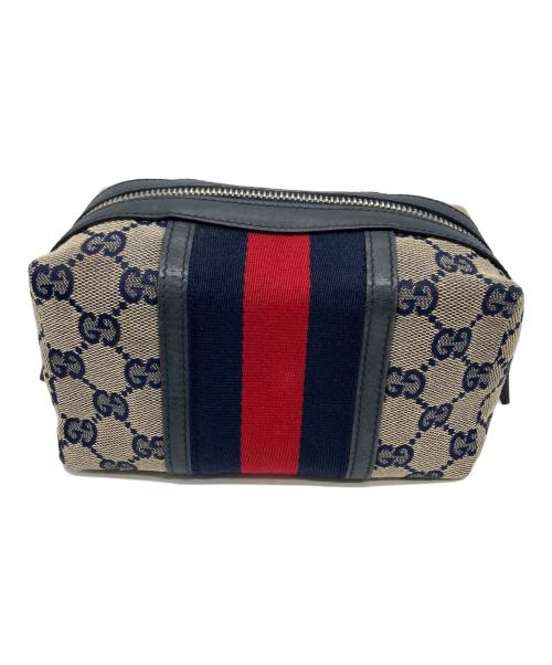 GUCCI（グッチ）GUCCI (グッチ) ポーチ ネイビーの古着・服飾アイテム